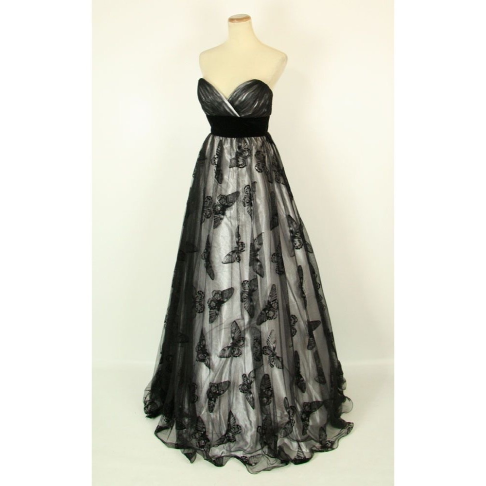 Jovani Strapless Ball Gown Purple/Black